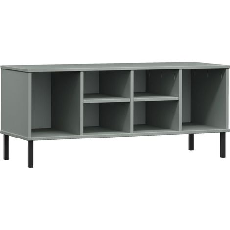 Étagère à chaussure  Meuble à chaussures pieds en métal Gris 106x35x45 cm Bois OSLO