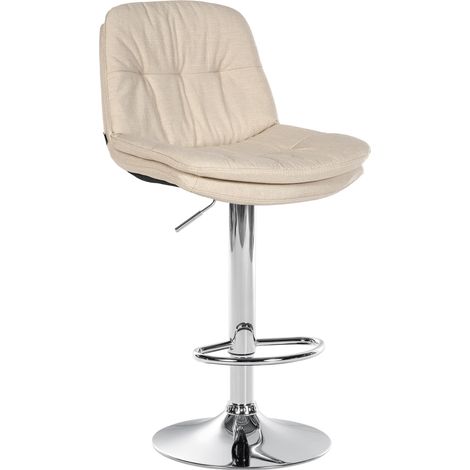 Sgabello alto x1 per cucina e bar con seduta in morbido tessuto color crema e struttura in metallo cromato 100005697