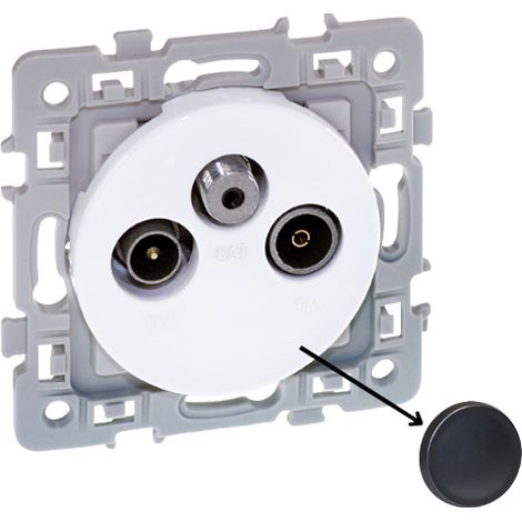 Prise TV + FM + SAT coaxiale Noir Eur'Ohm Square