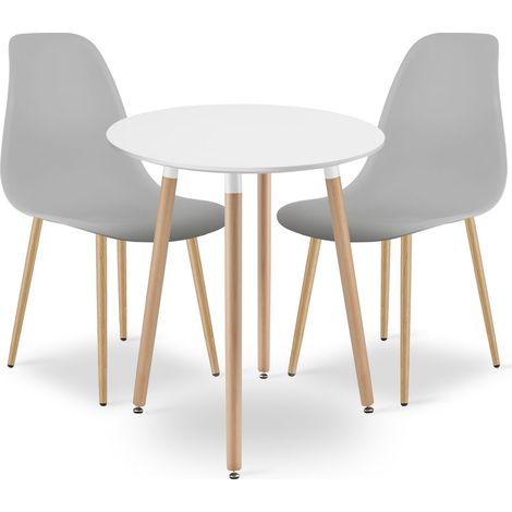 Set Sala da Pranzo Kami con Tavolo Rotondo e 2 Sedie Wat Grigie (1/5)