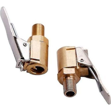 2 Piece Car Tire Valve Adapter 8mm Pump Nozzle Brass Inflator Valve Clip Clamp Connector Adapter For Car Or Truck Tire Qyroadwolf (1/4)