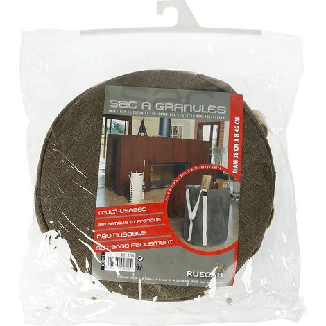 Accessoires pour cheminée - Sac Porte bûches en Tissu Gris foncé, 2716 Sac DE Rangement Multi-USAGES, Coton, Gris Foncé, 36 x 36 x 45cm en Tissu avec Doublure Coton - Forme Ronde (1/5)