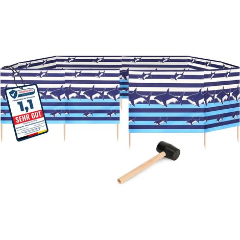 Garronda Paravent Plage Coupe-Vent Camping Brise-Vent avec Marteau en Caoutchouc GAEX001 (Rayures/Haie, 15 m) (1/5)