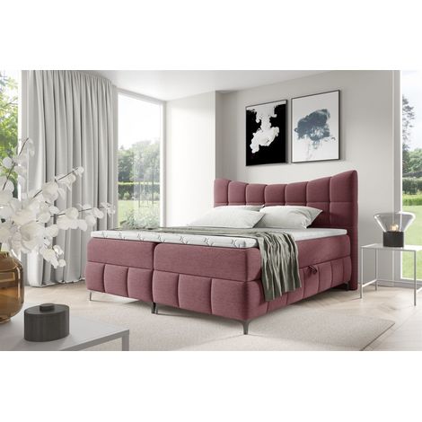 Boxspringbett Schlafzimmerbett CHARLES 160x200cm Stoff Aragon Bordeauxrot