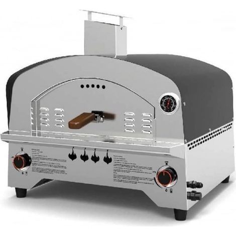 Forno per Pizza a Gas in Acciaio Inox Doppio Bruciatore Speedy500 Pietra 500 Gradi Forno da Esterno Portatile (1/5)