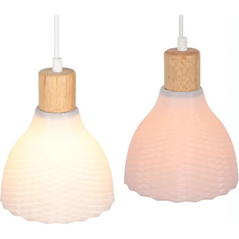 2pcs Lampe Suspension Moderne,E27 Lustre Plafonnier Abat-jour en Plastique Design écailles Style Bohème pour Salon Chambre (1/5)