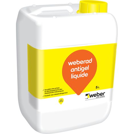Weber Saint-Gobain Accélérateur de prise béton 5L, Weberad antigel liquide à incorporer aux ciments, bétons et enduits par temps froid