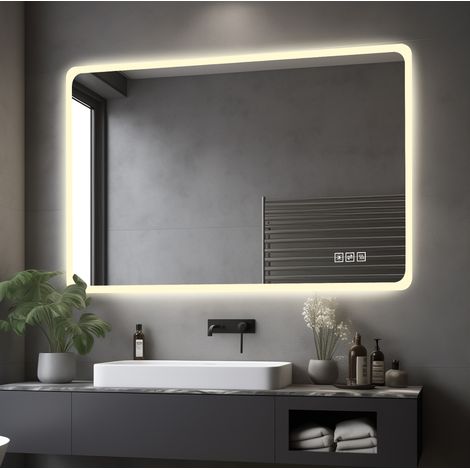 Espejo de baño LED 60 x 100 cm, antivaho, 3 colores, regulable DESVIAE (1/5)