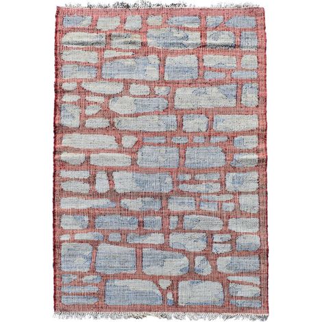 Tapis en jute fait à la main 120x170 bleu et gris JUTAP