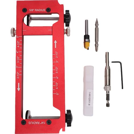 Kit de gabarit de charnière de porte pour défonceuse mortaise réglable alliage d'aluminium rouge (1/5)