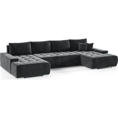 Wohnlandschaft Sofa mit Schlaffunktion VOGAR Stoff Monolith Grafit (1/4)