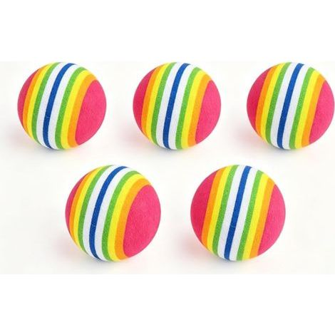 Set of 5 foam balls for cats, colorful rainbow cat toy (1/3)