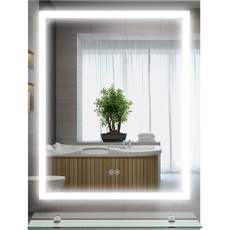 Miroir rectangulaire mural lumineux LED de salle de bain 70 x 50 cm (1/5)
