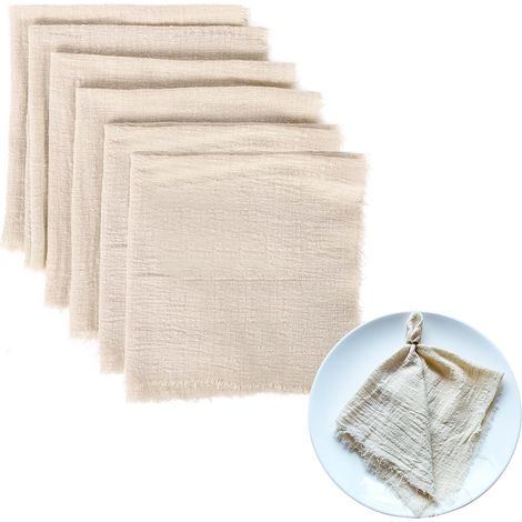 Lot de 6 Serviette de Table: Serviettes en Tissu Serviette de Table Coton réutilisables, Serviette de Table en Tissu Douces et Rustiques pour Mariage, Fête, Dîner, Maison(Beige) (1/5)
