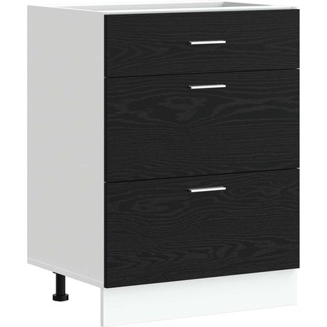 vidaXL Kitchen Base Cabinet with Drawer Black Oak 60 x 46 x 81.5 cm