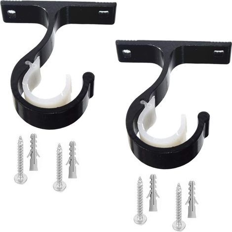 2 Pièces - Support Tringle Rideau - Alliage Aluminium - Pour Tringle 28mm - Fixation Murale Robuste 30kg - Salon Chambre Cuisine - Noir - 8,3x7,5cm (1/5)