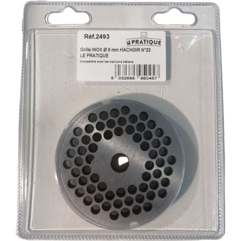 Rejilla de acero inoxidable ø 6 mm universal para picadora N°22 - Le Pratique
