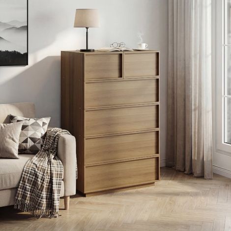 VVBV Coiffeuse avec miroir, tiroirs de rangement, 80 x 48 x 127 cm, Chêne, en MDF,Particle Board (1/5)