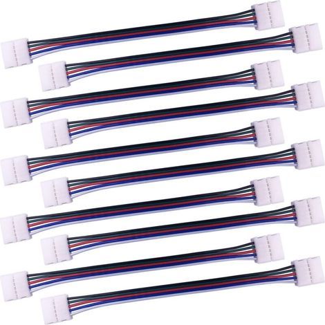 10pcs Câble connecteur RGBW 5 Broches Lampe Bande LED de 10mm Convertisseur de lumière Ruban LED sans Soudure Adaptateur pour connecter 2 Bandes LED SMD 5050 RGBW Ensemble-17cm Long (1/4)