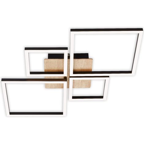 Plafonnier LED dimmable par étapes, pivotant, température de couleur blanc chaud, lampe LED, plafonnier LED, lampe de chambre à coucher, lampe de cuisine, 75x47x7,3 cm, noir (1/5)