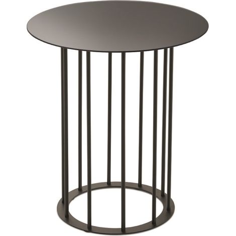 Tavolino tondo D45 cm con base in metallo Nero e piano in vetro Fume' MUTE (1/2)