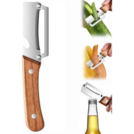 1 Éplucheur Multifonction, Lame Acier Inoxydable, Manche Bois Antidérapant, Pour Cuisine (1/5)