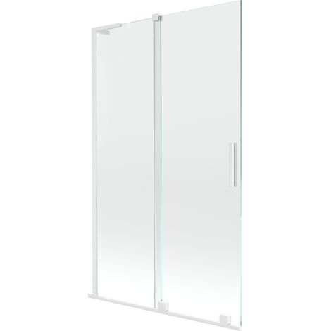 Mexen Velar L Badewannenabtrennung, 2-teilig, verschiebbar, 110 x 150 cm, transparent, weiß - 896-110-003-01-20 (1/5)
