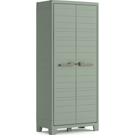 Dmora – Armoire de jardin 8 étagères – 2 portes – Dimensions 44x80x182 cm – Fabriquée en Italie – Couleur gris