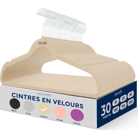 Cintres - Cintres en Velours Antidérapants - Porte-Vêtement Fins et Robustes - avec Crochet en Métal Pivotant à 360° - Supportant jusqu'à 4,5 kg pour Vestes, Pantalons et Robes - Lot de 30 (1/5)