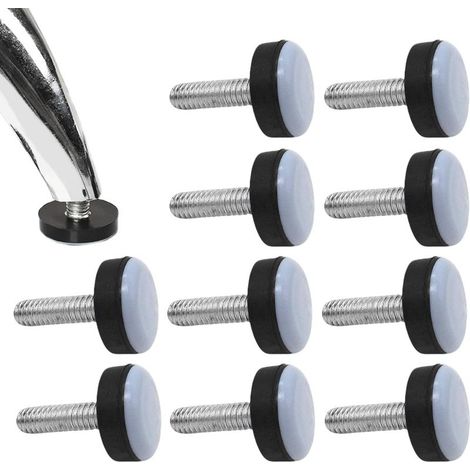 10x Pied Réglable M6 pour Meuble Chaise Patins Teflon PTFE à Visser Protection Sol Parquet Anti Bruit Mise à Niveau Facile pour Table Bureau Canapé Base 23MM (1/5)