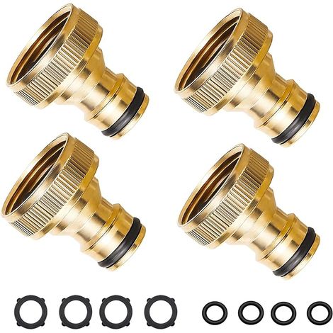 3/4 Pouce connecteur Rapide en Laiton Filetage Femelle, connecteur Rapide de Tuyau de Jardin connecteurs de Robinet pour Les pièces de Tuyau de Jardin à la Maison connecteurs (4 Pack) (1/4)
