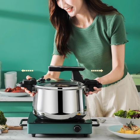 Autocuiseur Sous Pression Multifonction 26cm/10.2in Chauffage Uniforme Triple Couche Acier Inoxydable Micro Pot Sous Pression Familial (1/4)
