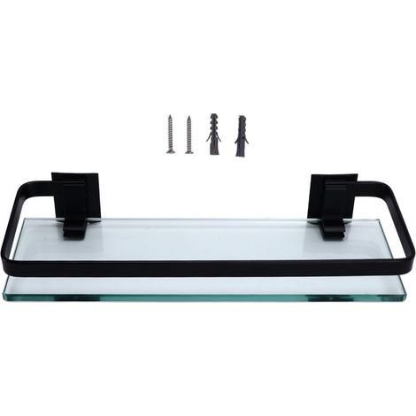 Étagère de Salle de Bain Noire, Renforcée et Durable avec Grande Capacité de Stockage et Support Lourd - Étagère Simple
