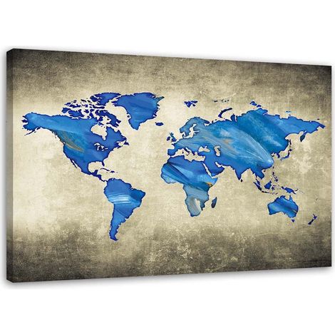 Quadro su tela, Mappa del mondo blu - 100x70 (1/5)