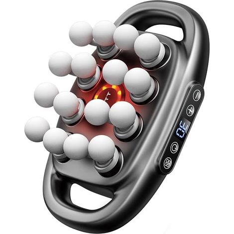 Pistolet de massage électrique 16 et 8 têtes, ergonomique à main 30 niveaux et 3 modes pour jambes, bras, taille, dos, fesses et tout le corps