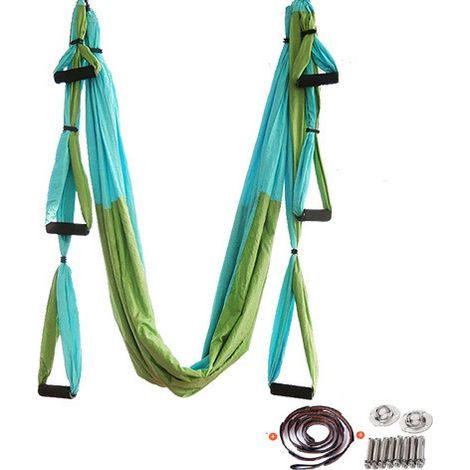 Hamac de Yoga Set - Balançoire Aérienne 2,5m Avec , 6 Poignées, Accessoire et Sac - Sangle D'étirement des Jambes Extensible pour Fitness (1/5)
