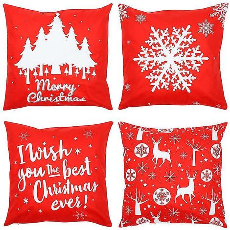 4er-Set Weihnachtskissenbezüge (1/3)