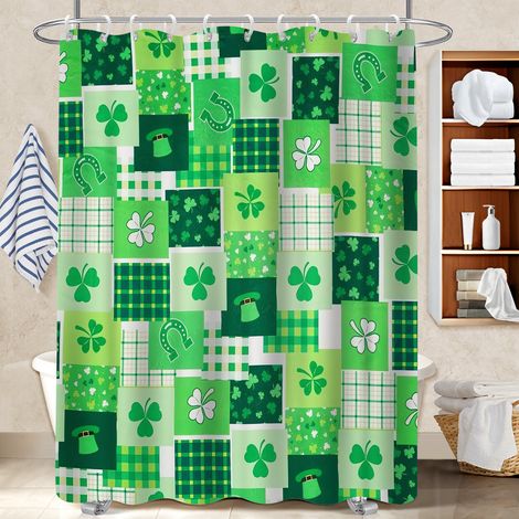 Rideau de douche tissu polyester 180x180 bordure lestée voile de douche pour baignoire asymétrique (1/5)