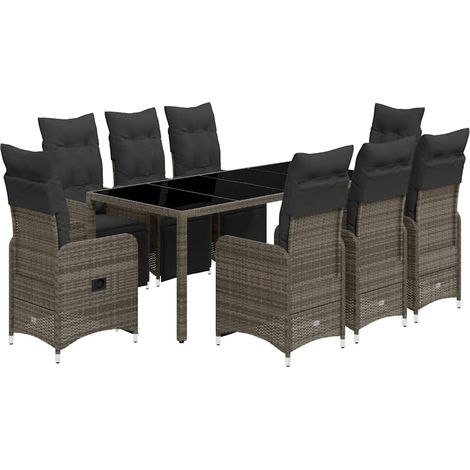 Maison Exclusive - Mesita y sillas jardín 9 piezas y cojines ratá (1/5)