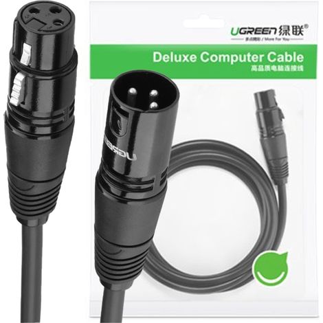 UGREEN 20710B XLR-Buchse auf XLR-Stecker Kabel - 2 m (Schwarz)