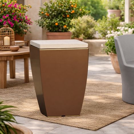 Poltroncina Comfy Fine pouf in resina con cuscino alto confortevole Made in Italy -Bianco