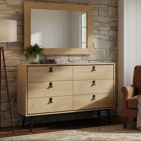 Dmora - Kommode Aurore, Wohnzimmerbuffet, Wohnzimmer-Sideboard, Moderne Küchen-Speisekammer, 150x40 h95 cm, Eiche (1/5)