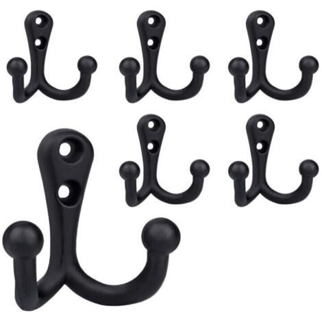 ALLIANDISCrochet de Manteau 10 Pièces Double Métal Noir Crochets et patères Rangement avec Vis pour la maison, étagères, tiroirs, Casiers, bain (1/5)