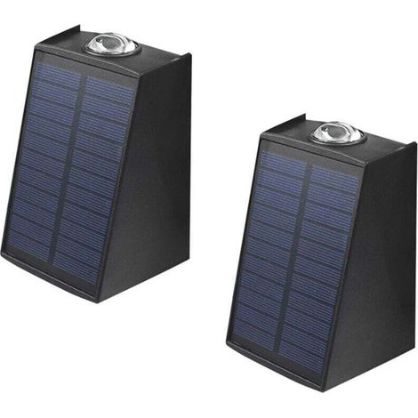2LED Applique Murale ExtéRieure Solaire ImperméAble ÉClairage Ambiant ExtéRieur LumièRes Blanches Chaudes LumièRes de Jardin Applique Murale ExtéRieure,FOREHILL (1/4)