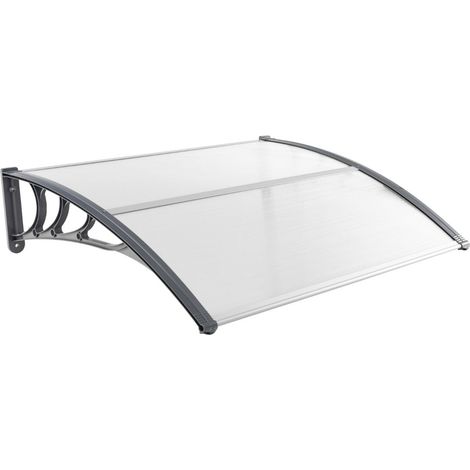 Marquesina para puerta de patio 122 x 99 x 28 cm protección contra la lluvia y el sol diseño contemporáneo policarbonato blanco 200010424