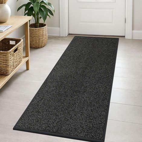 Tapis Cuisine Antidérapant - 1 Pièce - Polyester Tissé - Absorbant et Lavable - Pour Couloir Buanderie Salle De Bains - 45x150cm Gris (1/5)