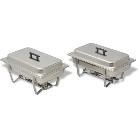Ensemble de chauffe-plats 2 pcs Acier inoxydable