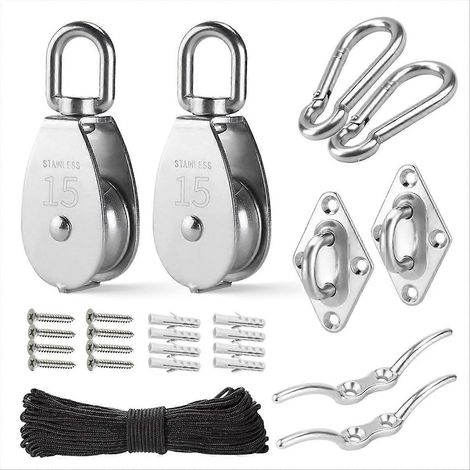 Kit de poulie M15 avec corde pour le levage, projets de bricolage (1/5)