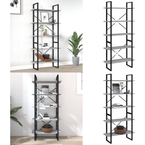 Bibliothèque 5 niveaux Sonoma gris 80x30x175 cm - Bibliothèque - Étagère - Meuble De Rangement - Mobilier Intérieur - Décoration Intérieure - Home & Living