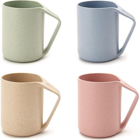 Tasse En Paille De Blé - 13,5 Oz - Résistant À 180 °C - Design Incliné À 32° Pour Séchage Rapide - Usage Café Eau Thé Jus Lait - Lot De 4 (1/5)